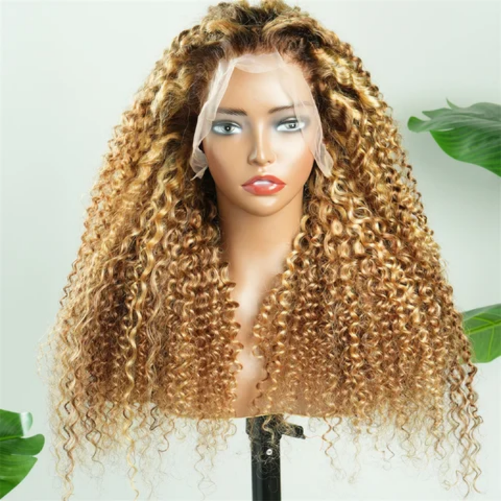 13*4 Blonde curly wig